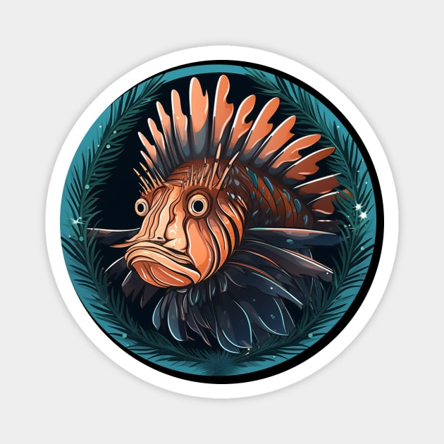 Lionfish in Ornament, Love Fishes Magnet by logiamerch